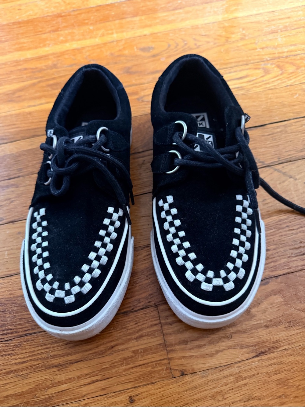 tuk Black and White Checkerboard Platform Sneakers
